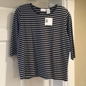 Elisabeth Striped 3/4 Sleeve Sport Shirt.  Size 1